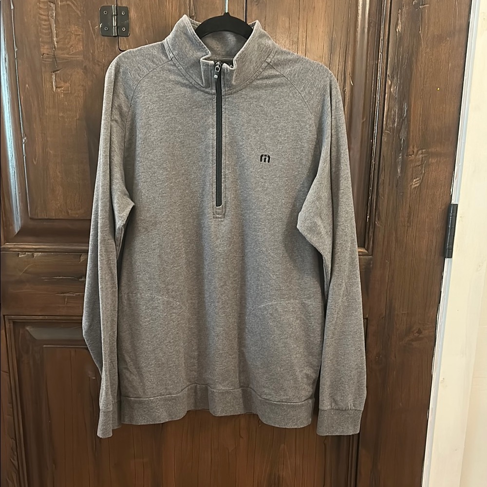 Travis Mathew Gray Zip Up Sweater with Standing Collar